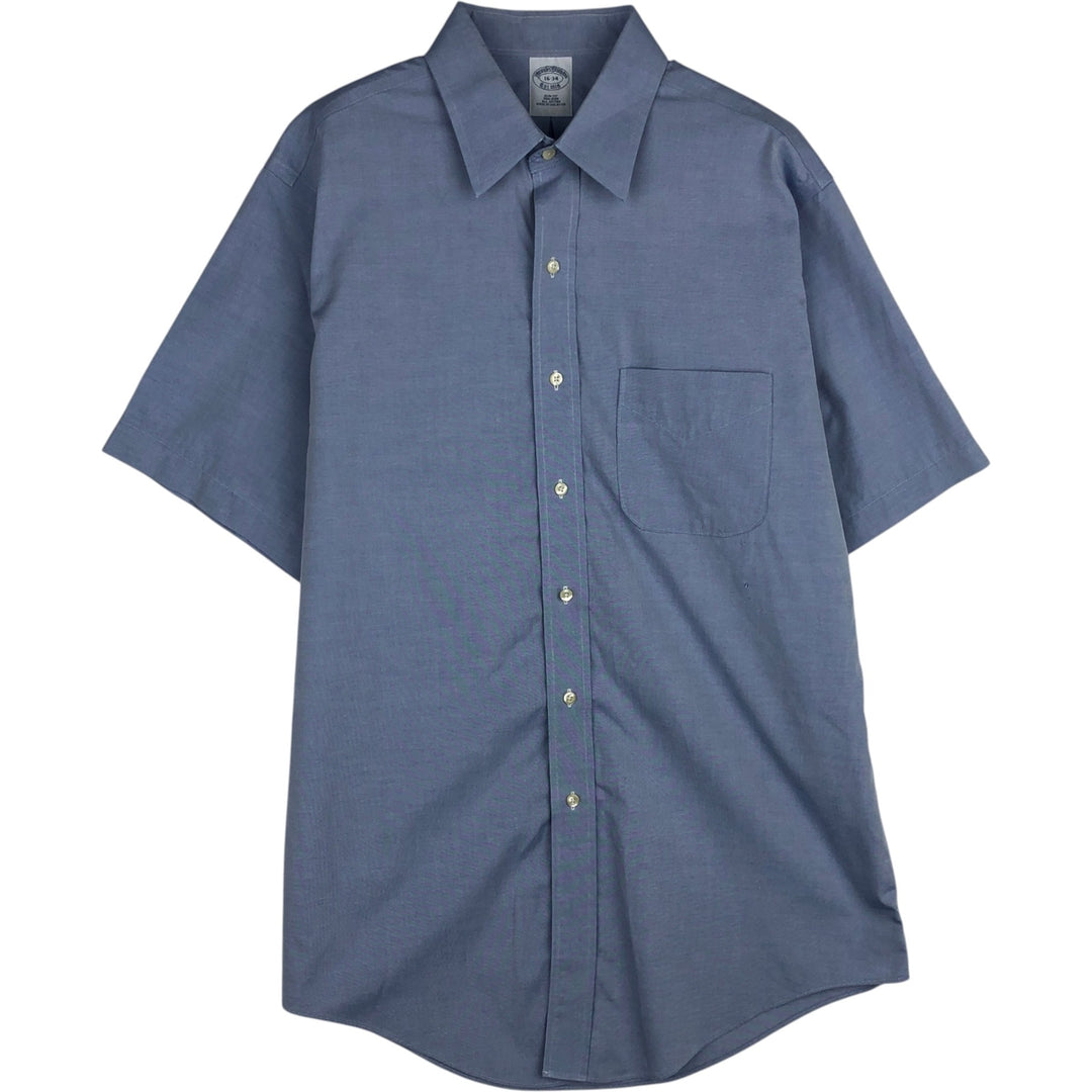 Brooks Brothers Est.1818 Slim Fit Short-Sleeve Cotton Shirt, Men's Size L (approx.) cotton blue type Vintage Second Hand