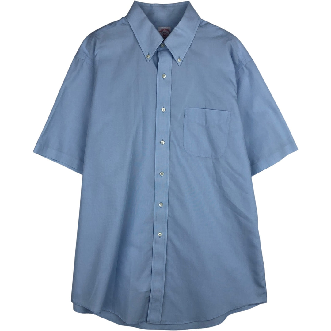 Brooks Brothers 346 Regular Fit Short-Sleeve Button-Down Shirt (Men's Size L equivalent) cotton Blue type light blue Vintage Second Hand