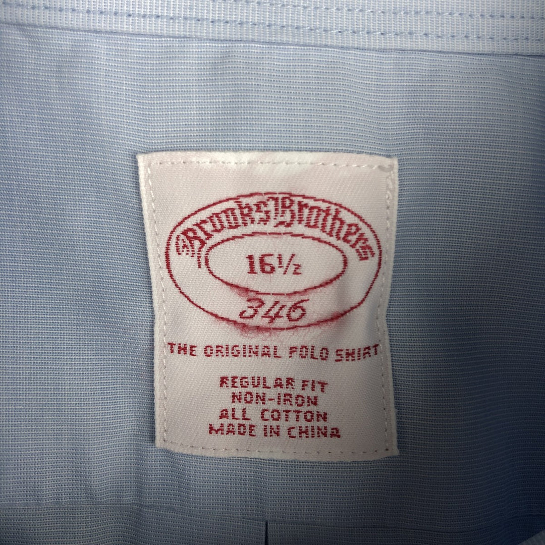 Brooks Brothers 346 Regular Fit Short-Sleeve Button-Down Shirt (Men's Size L equivalent) cotton Blue type light blue Vintage Second Hand