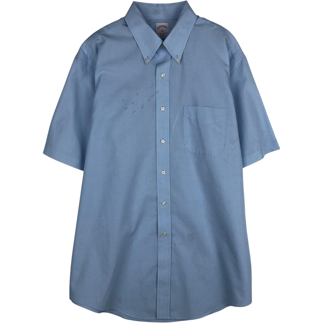 Brooks Brothers 346 Regular Fit Short-Sleeve Button-Down Shirt, Men's Size XL (approx.) cotton Blue type light blue Vintage Second Hand