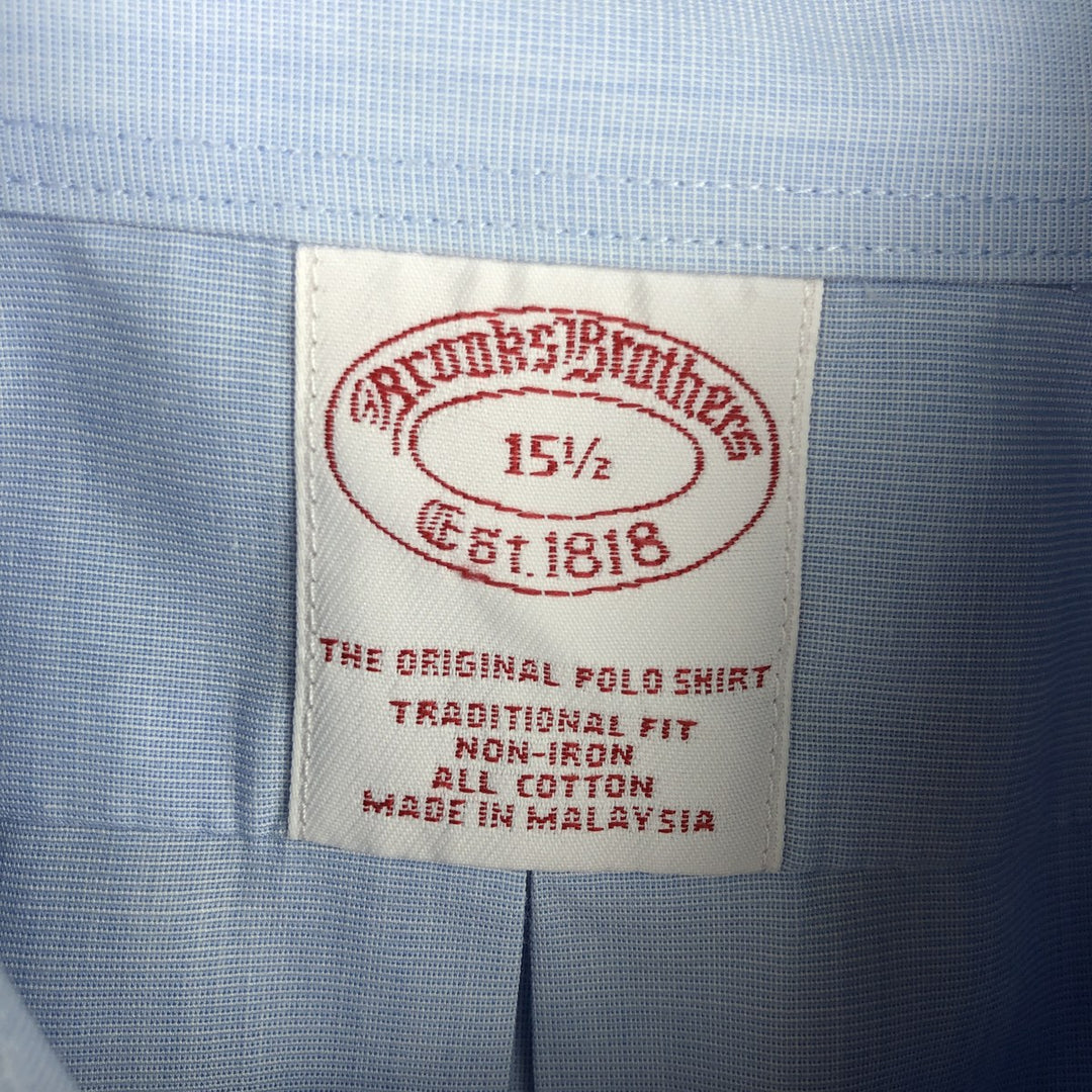 Brooks Brothers Est.1818 Traditional Fit Short-Sleeve Button-Down Shirt, Men's Size M (approx.) cotton Blue type light blue Vintage Second Hand