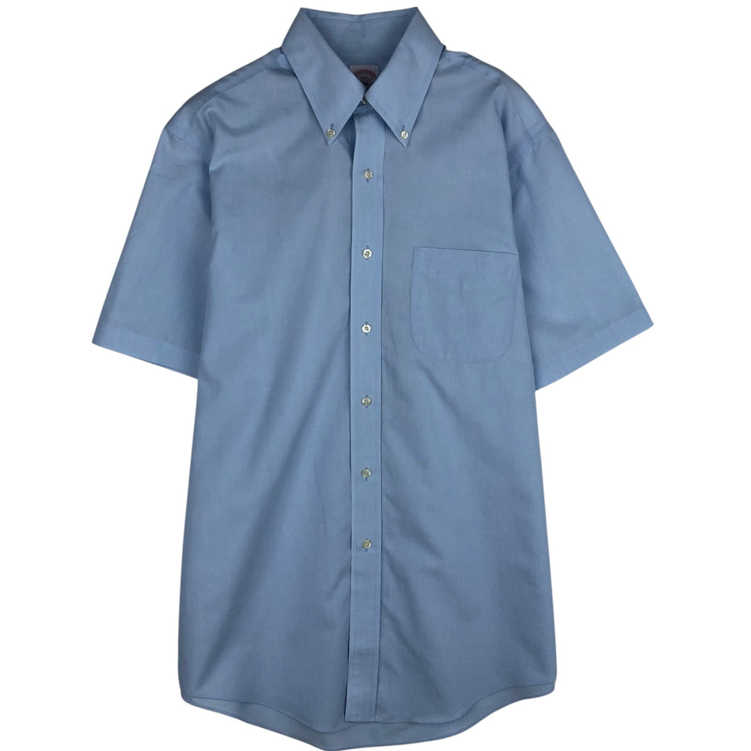 Brooks Brothers 346 Regular Fit Short-Sleeve Button-Down Shirt, Men's Size M (approx.) cotton Blue type light blue Vintage Second Hand