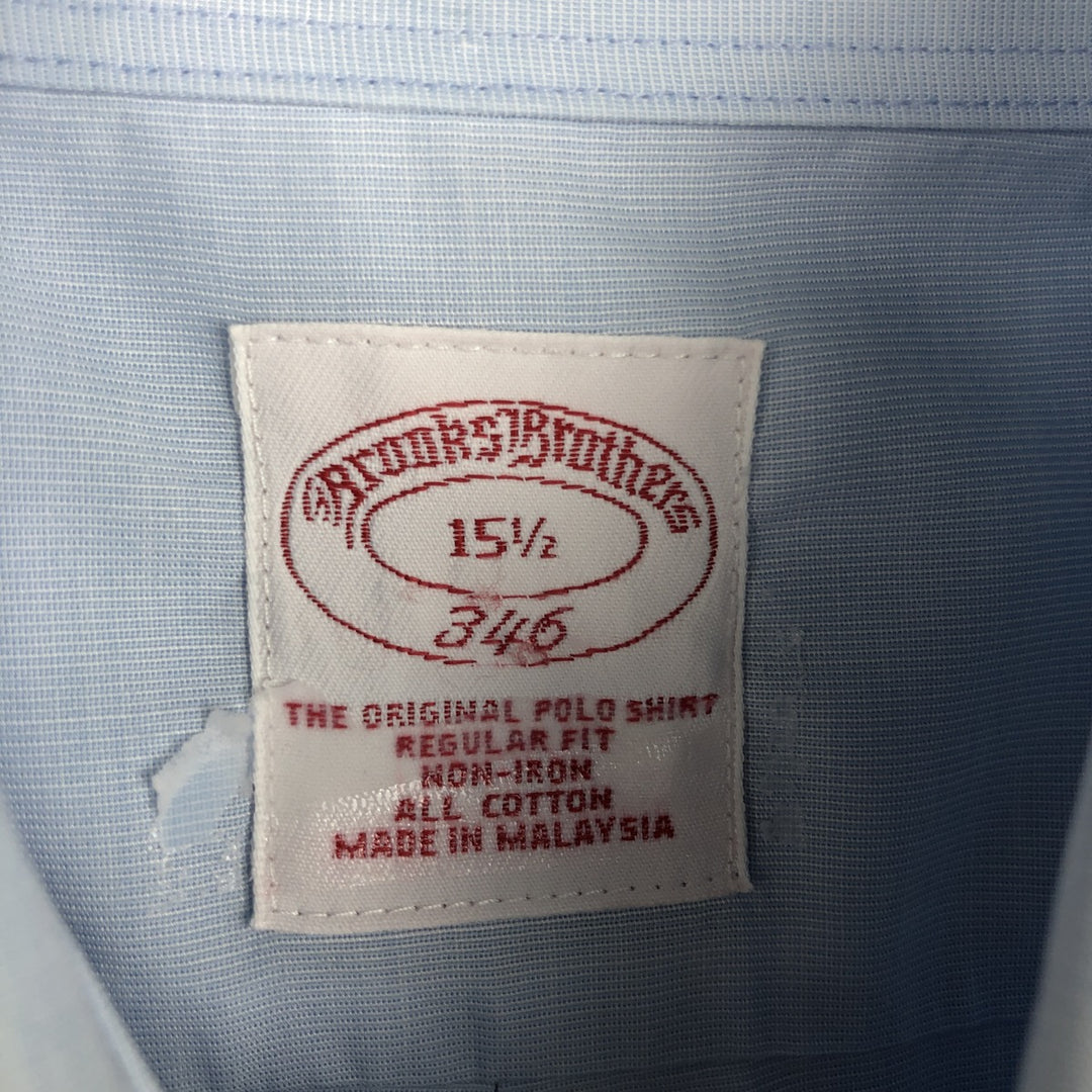 Brooks Brothers 346 Regular Fit Short-Sleeve Button-Down Shirt, Men's Size M (approx.) cotton Blue type light blue Vintage Second Hand