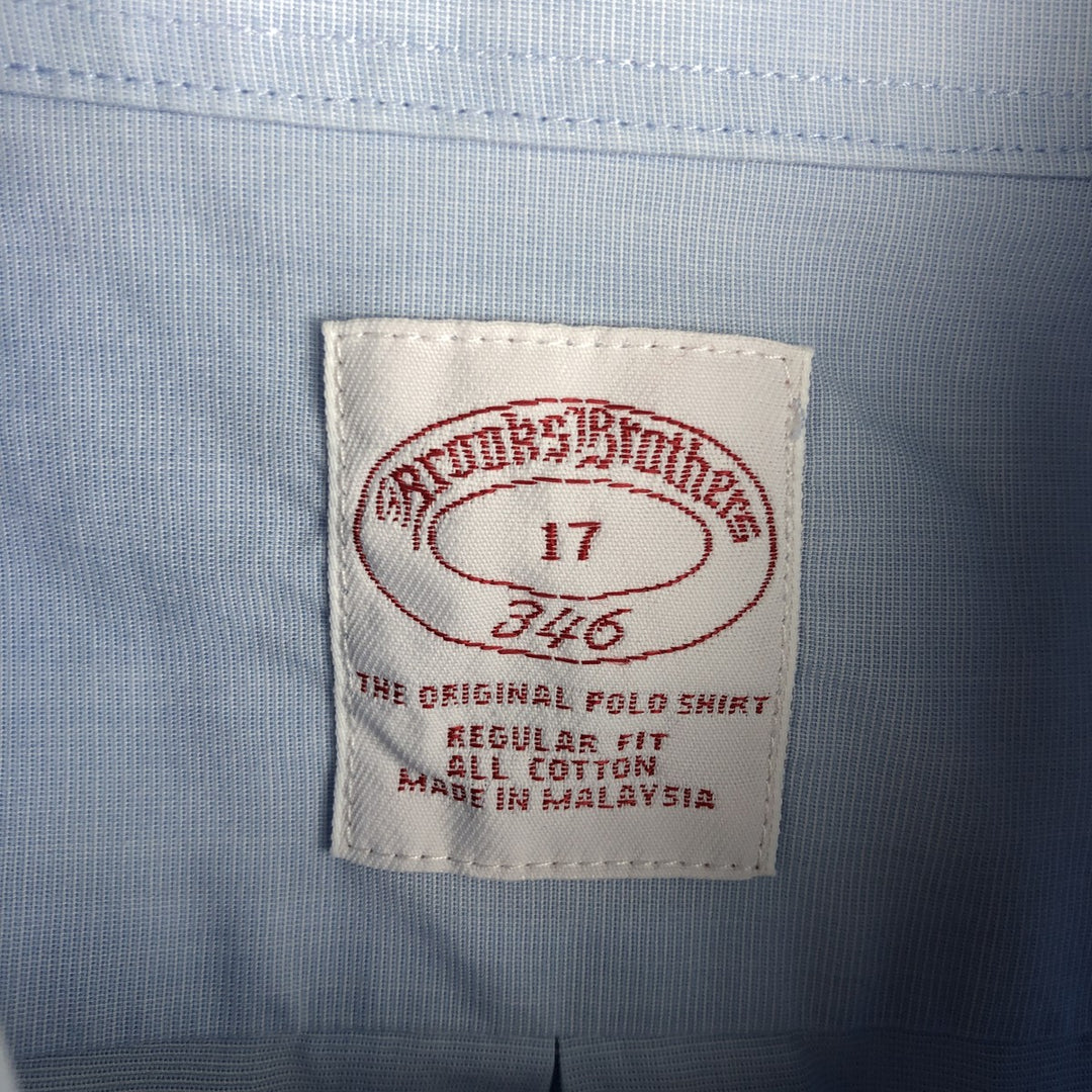 Brooks Brothers 346 Legular Fit Short-Sleeve Button-Down Shirt, Men's Size XL (approx.) cotton Blue type light blue Vintage Second Hand