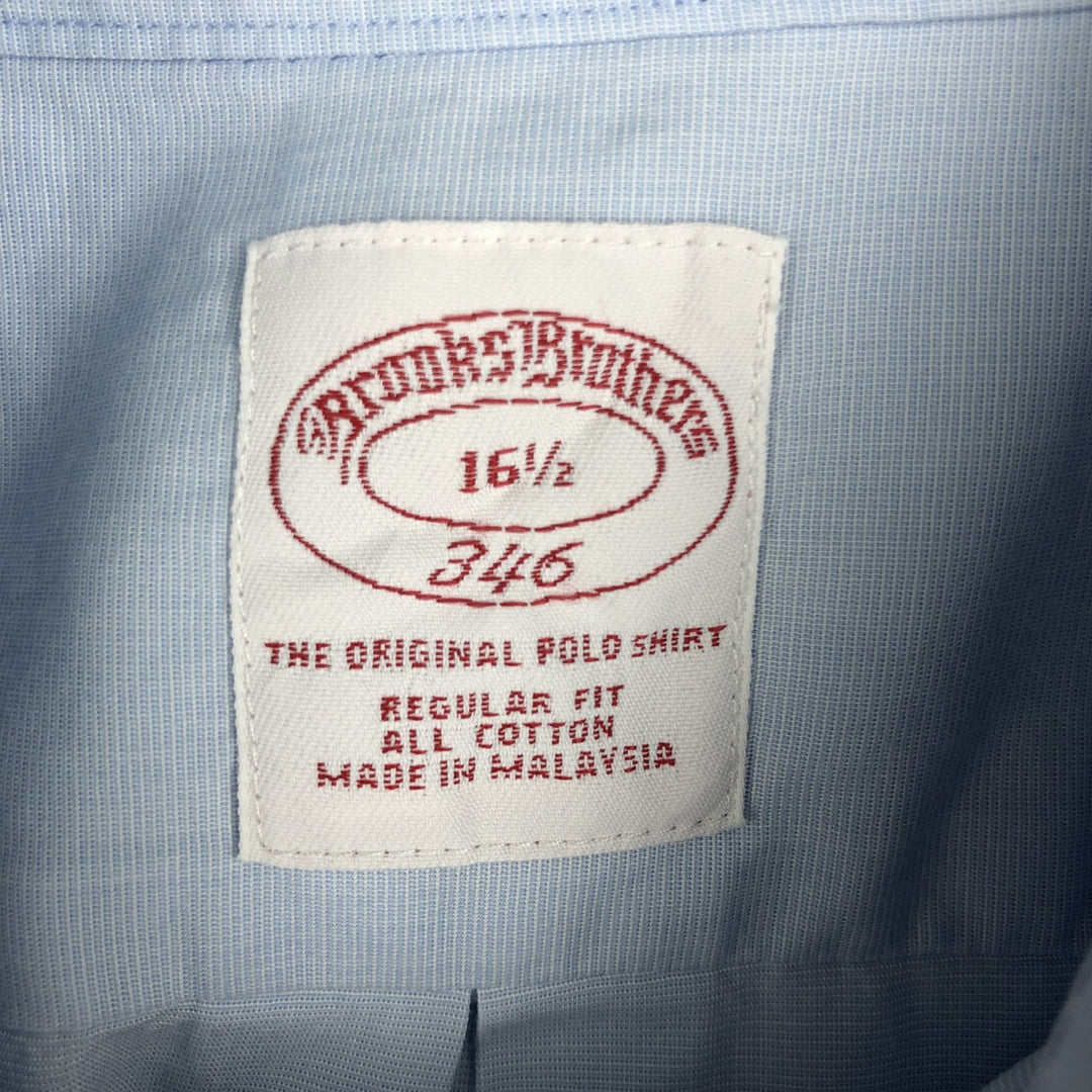 Brooks Brothers 346 Regular Fit Short-Sleeve Button-Down Shirt (Men's Size L equivalent) cotton Blue type light blue Vintage Second Hand