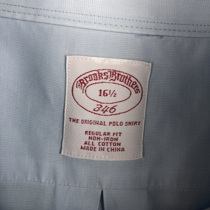 Brooks Brothers 346 Regular Fit Short-Sleeve Button-Down Shirt (Men's Size L equivalent) cotton Blue type light blue Vintage Second Hand