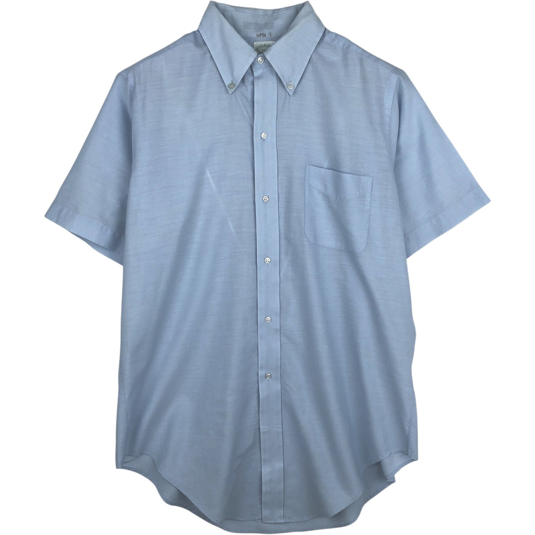 Brooks Brothers Short-Sleeve Button-Down Shirt, Men's Size L (approx.) polyester Blue type light blue Vintage Second Hand