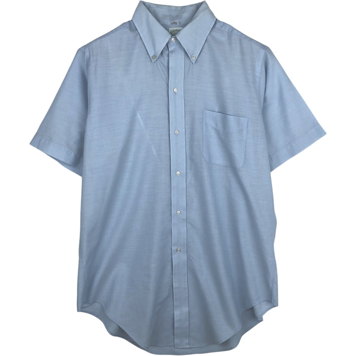 Brooks Brothers Short-Sleeve Button-Down Shirt, Men's Size L (approx.) polyester Blue type light blue Vintage Second Hand