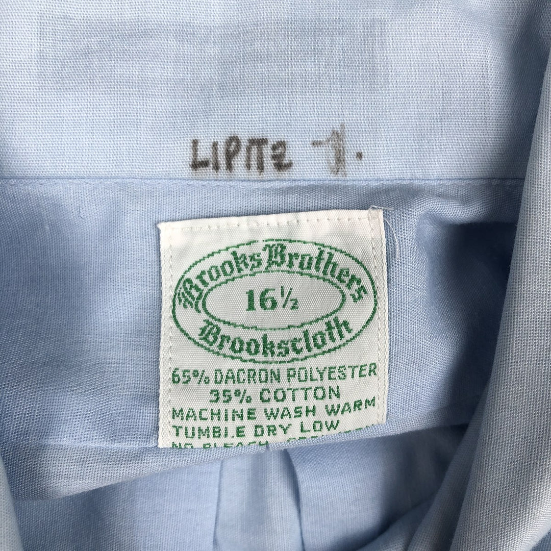 Brooks Brothers Short-Sleeve Button-Down Shirt, Men's Size L (approx.) polyester Blue type light blue Vintage Second Hand