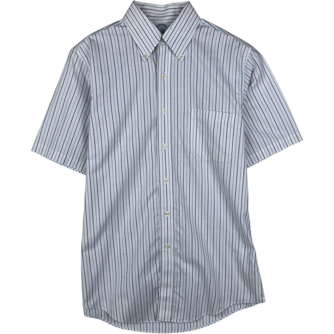 Brooks Brothers Est.1818 Short Sleeve Button-Down Striped Shirt, Men's M cotton white type Vintage Second Hand