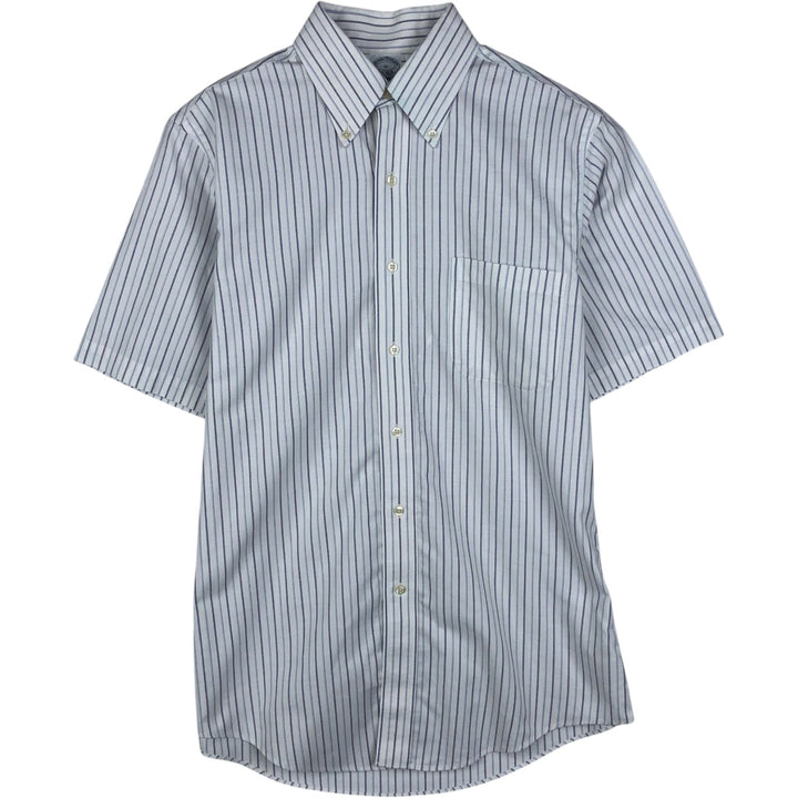 Brooks Brothers Est.1818 Short Sleeve Button-Down Striped Shirt, Men's M cotton white type Vintage Second Hand