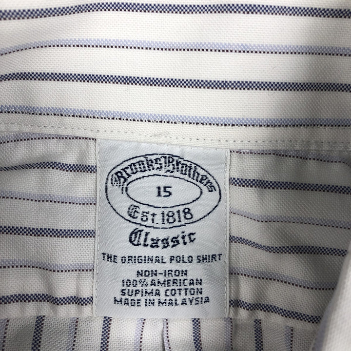Brooks Brothers Est.1818 Short Sleeve Button-Down Striped Shirt, Men's M cotton white type Vintage Second Hand