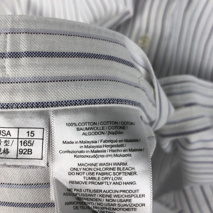 Brooks Brothers Est.1818 Short Sleeve Button-Down Striped Shirt, Men's M cotton white type Vintage Second Hand