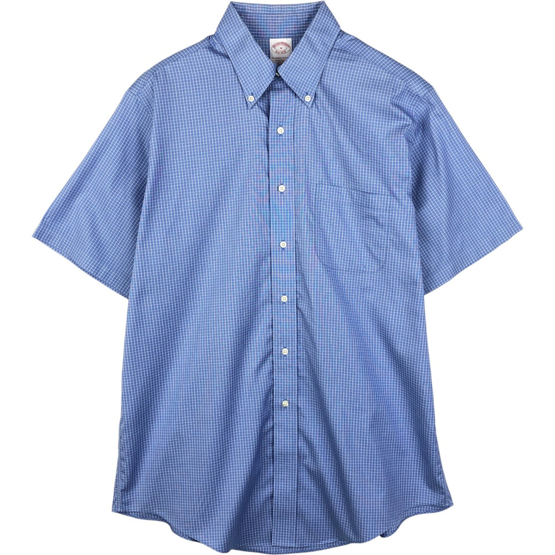 Brooks Brothers Est.1818 Short Sleeve Button-Down Check Shirt, Men's Size L cotton blue type Vintage Second Hand