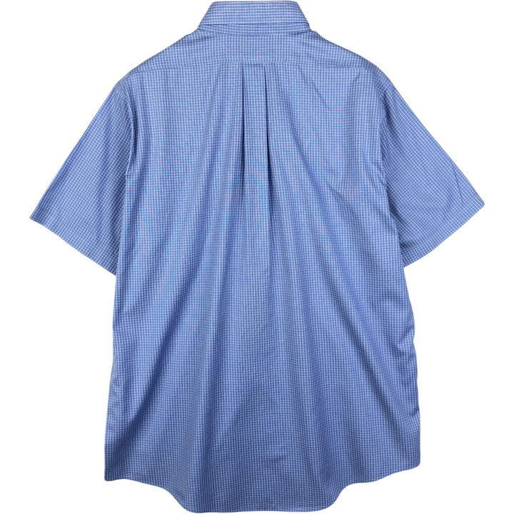 Brooks Brothers Est.1818 Short Sleeve Button-Down Check Shirt, Men's Size L cotton blue type Vintage Second Hand