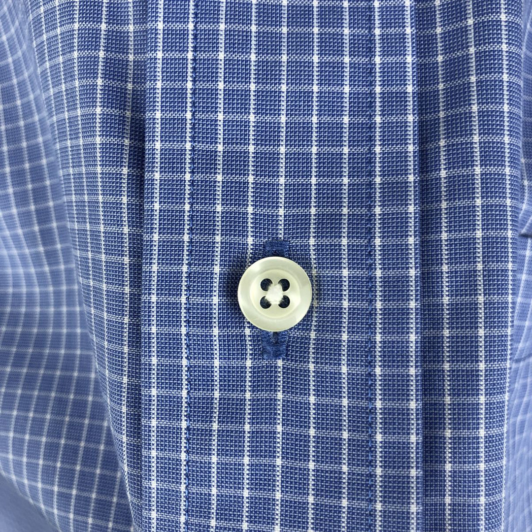 Brooks Brothers Est.1818 Short Sleeve Button-Down Check Shirt, Men's Size L cotton blue type Vintage Second Hand