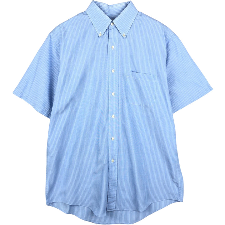 Brooks Brothers 346 short sleeve button down striped shirt, men's size L cotton Blue type light blue Vintage Second Hand