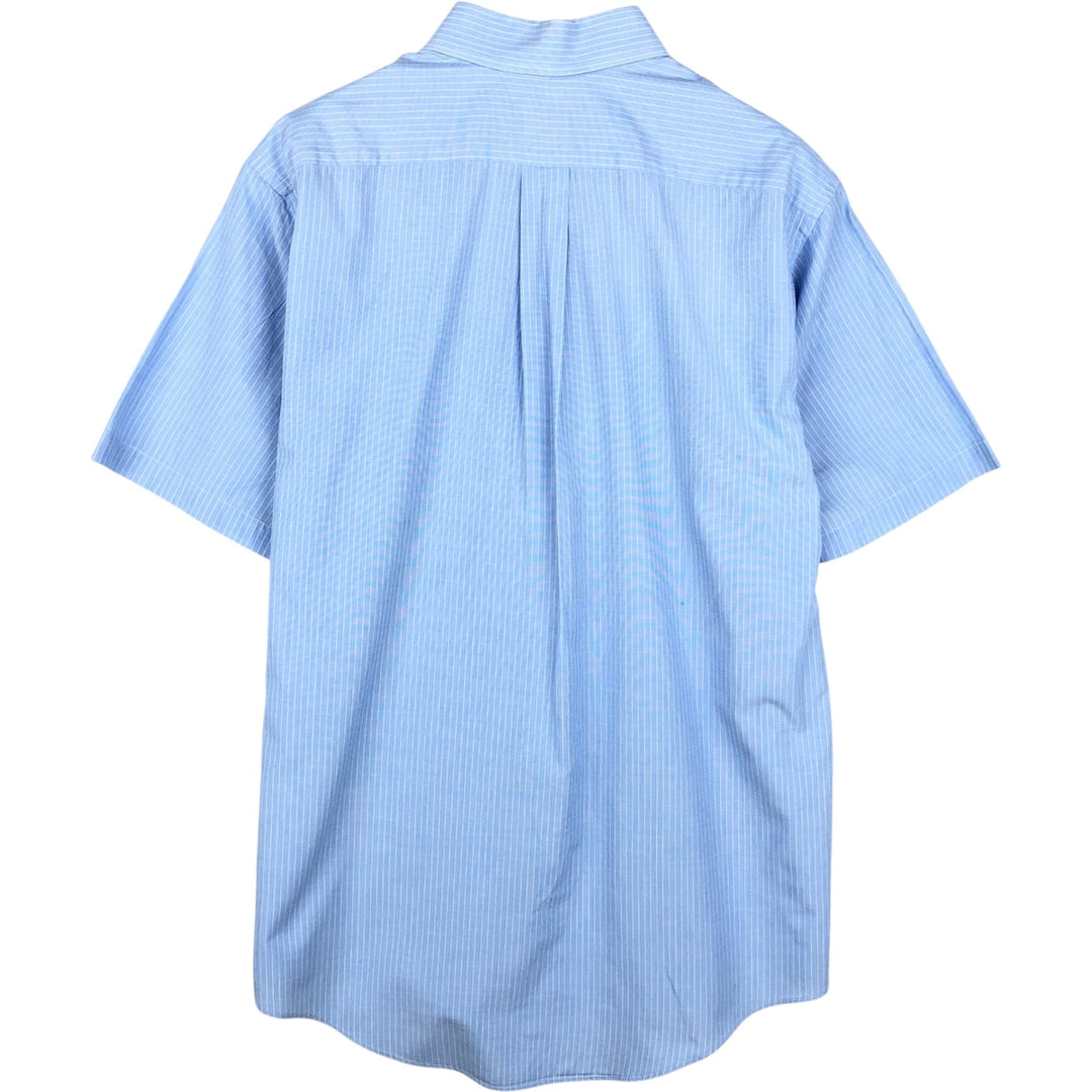 Brooks Brothers 346 short sleeve button down striped shirt, men's size L cotton Blue type light blue Vintage Second Hand