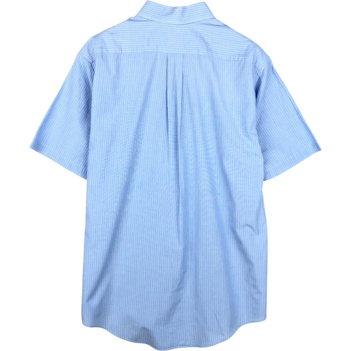 Brooks Brothers 346 short sleeve button down striped shirt, men's size L cotton Blue type light blue Vintage Second Hand