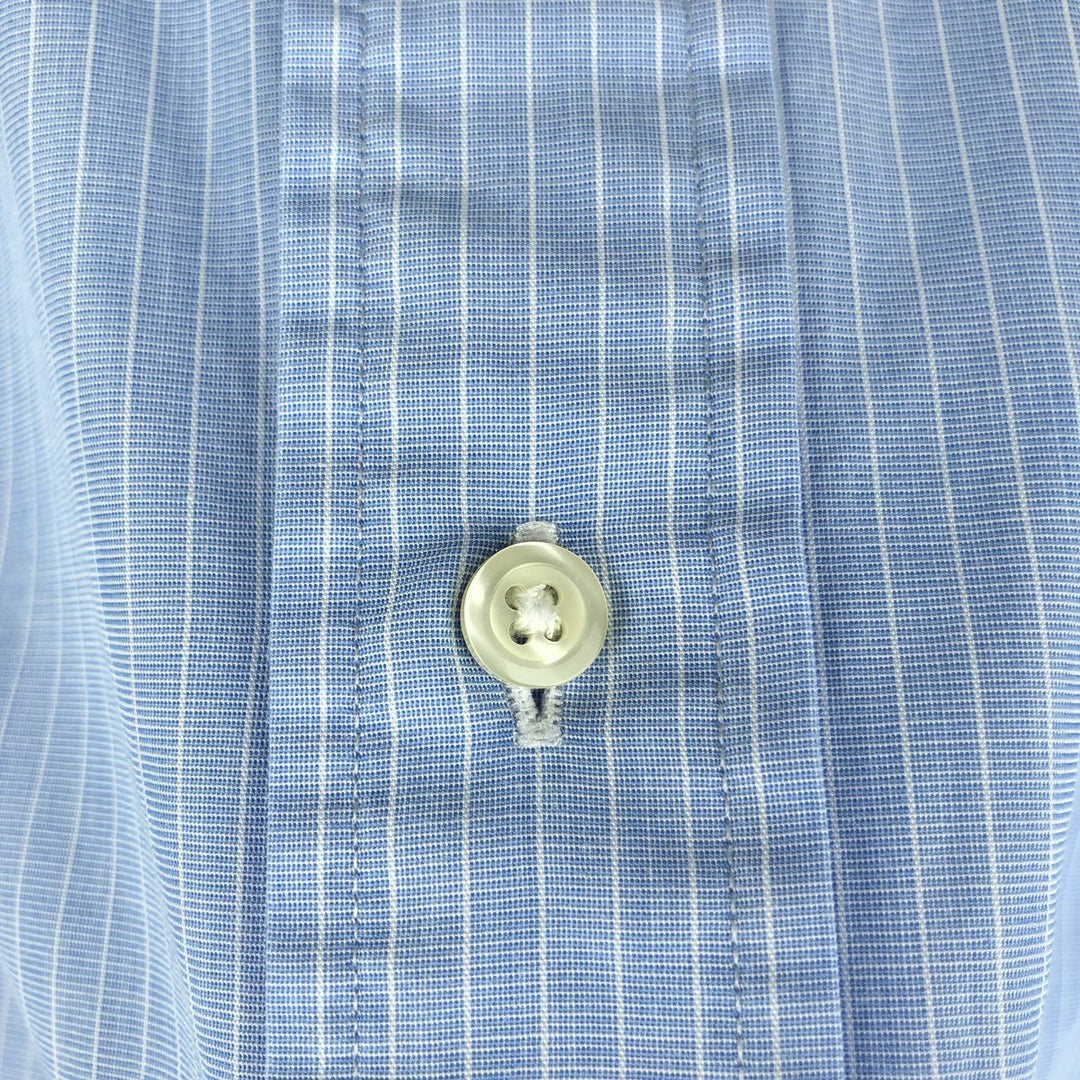Brooks Brothers 346 short sleeve button down striped shirt, men's size L cotton Blue type light blue Vintage Second Hand