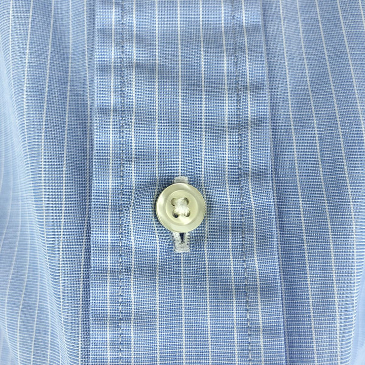 Brooks Brothers 346 short sleeve button down striped shirt, men's size L cotton Blue type light blue Vintage Second Hand
