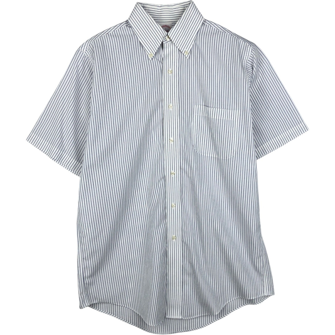 Brooks Brothers Est.1818 Short Sleeve Button-Down Striped Shirt, Men's M cotton white type Vintage Second Hand