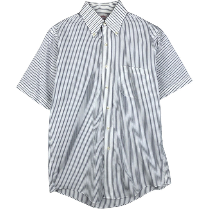 Brooks Brothers Est.1818 Short Sleeve Button-Down Striped Shirt, Men's M cotton white type Vintage Second Hand