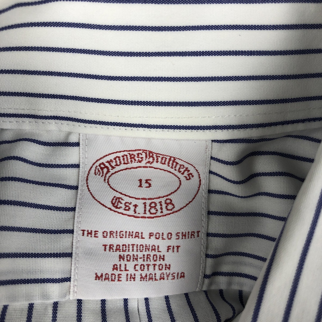 Brooks Brothers Est.1818 Short Sleeve Button-Down Striped Shirt, Men's M cotton white type Vintage Second Hand