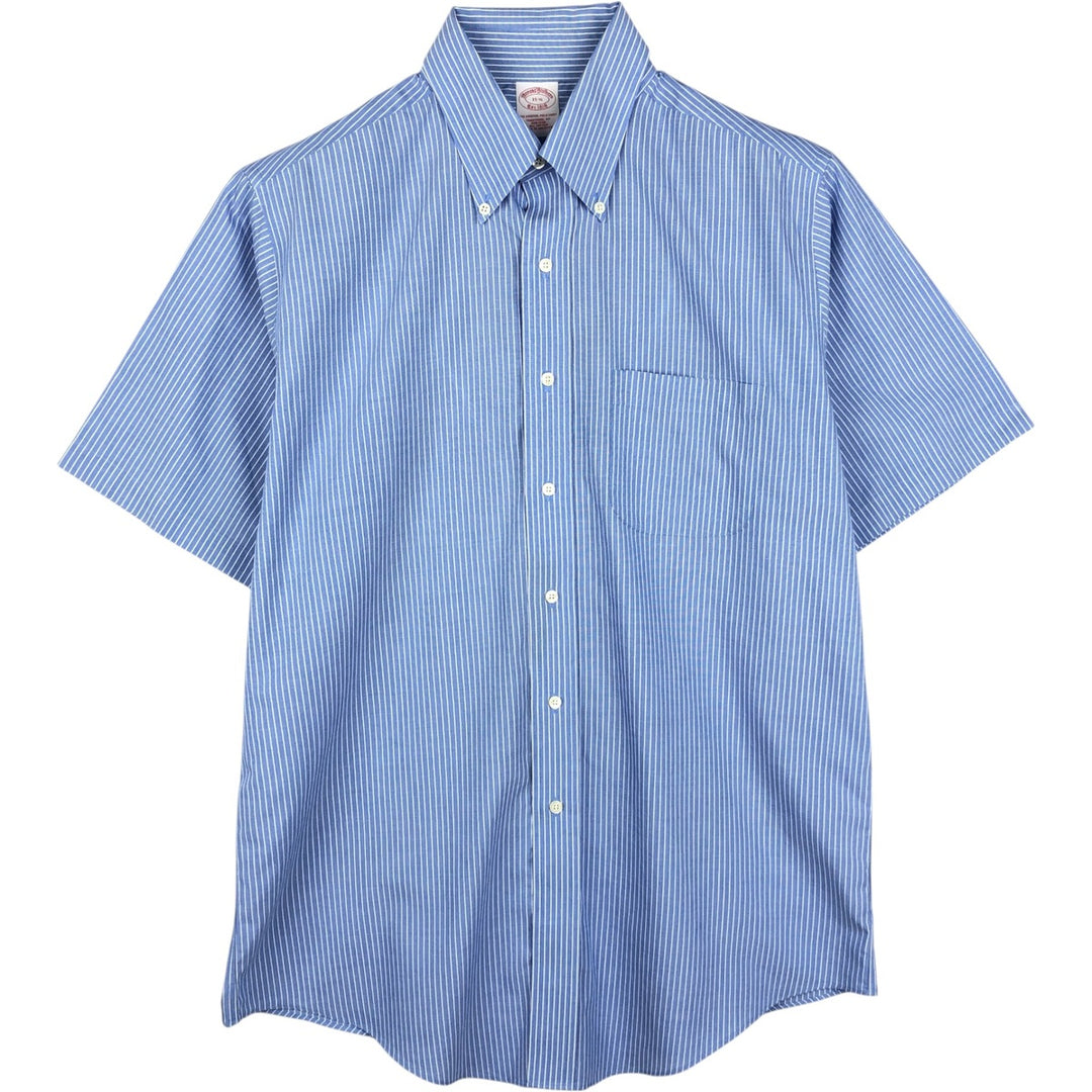 Brooks Brothers Est.1818 Short Sleeve Button-Down Striped Shirt, Men's M cotton blue type Vintage Second Hand