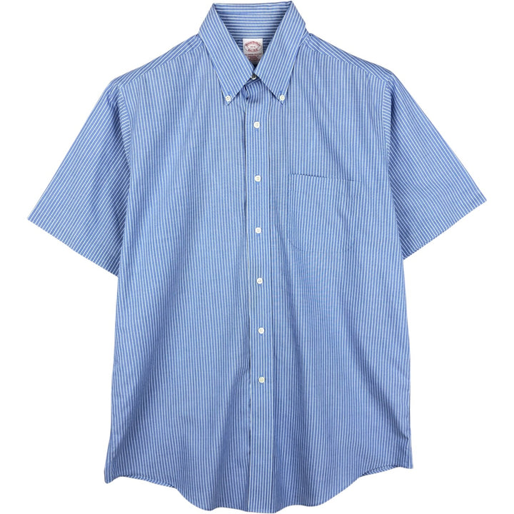 Brooks Brothers Est.1818 Short Sleeve Button-Down Striped Shirt, Men's M cotton blue type Vintage Second Hand
