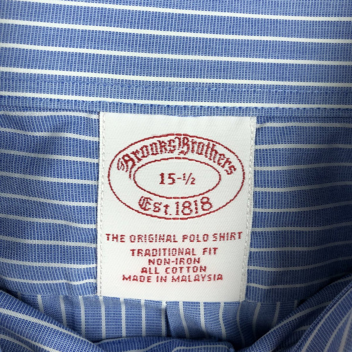 Brooks Brothers Est.1818 Short Sleeve Button-Down Striped Shirt, Men's M cotton blue type Vintage Second Hand