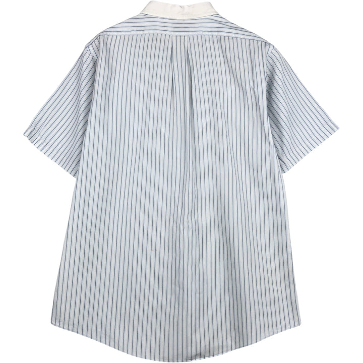 Brooks Brothers Est.1818 Multi-Stripe Short-Sleeve Cotton Striped Shirt, Cleric Shirt, Men's Size XL (approx.) cotton white type Vintage Second Hand