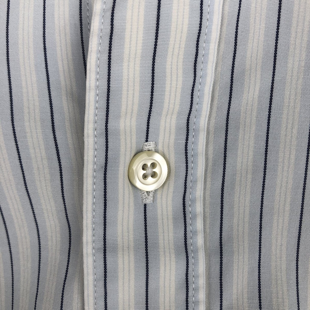 Brooks Brothers Est.1818 Multi-Stripe Short-Sleeve Cotton Striped Shirt, Cleric Shirt, Men's Size XL (approx.) cotton white type Vintage Second Hand