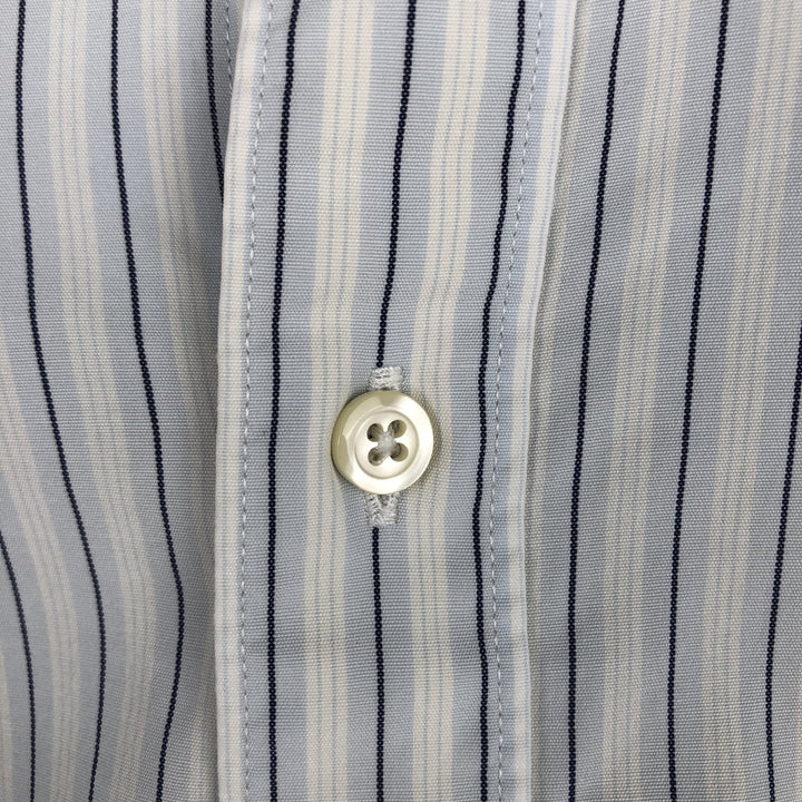 Brooks Brothers Est.1818 Multi-Stripe Short-Sleeve Cotton Striped Shirt, Cleric Shirt, Men's Size XL (approx.) cotton white type Vintage Second Hand