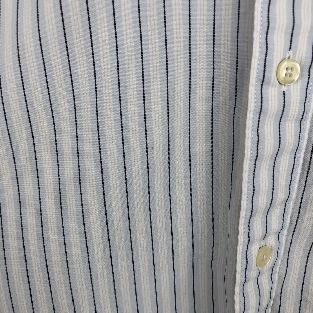 Brooks Brothers Est.1818 Multi-Stripe Short-Sleeve Cotton Striped Shirt, Cleric Shirt, Men's Size XL (approx.) cotton white type Vintage Second Hand