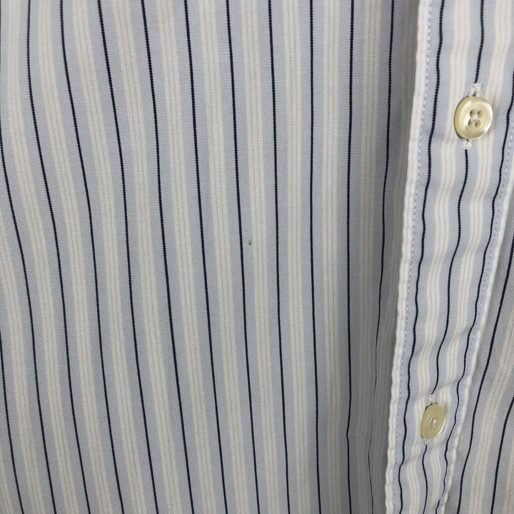 Brooks Brothers Est.1818 Multi-Stripe Short-Sleeve Cotton Striped Shirt, Cleric Shirt, Men's Size XL (approx.) cotton white type Vintage Second Hand