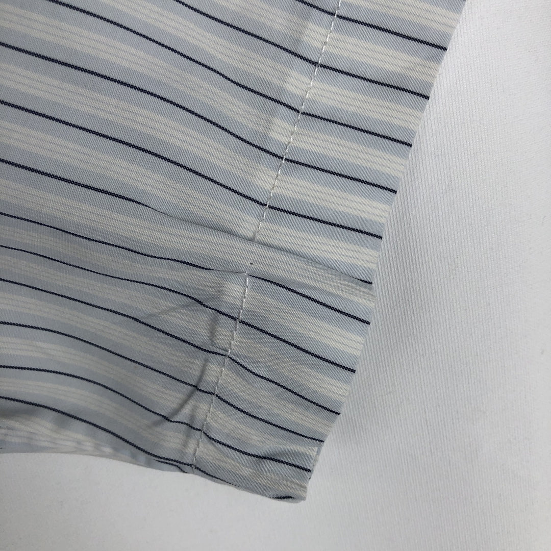 Brooks Brothers Est.1818 Multi-Stripe Short-Sleeve Cotton Striped Shirt, Cleric Shirt, Men's Size XL (approx.) cotton white type Vintage Second Hand