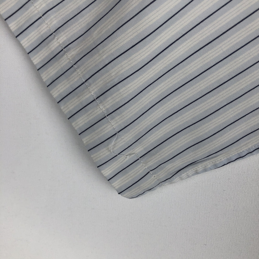 Brooks Brothers Est.1818 Multi-Stripe Short-Sleeve Cotton Striped Shirt, Cleric Shirt, Men's Size XL (approx.) cotton white type Vintage Second Hand