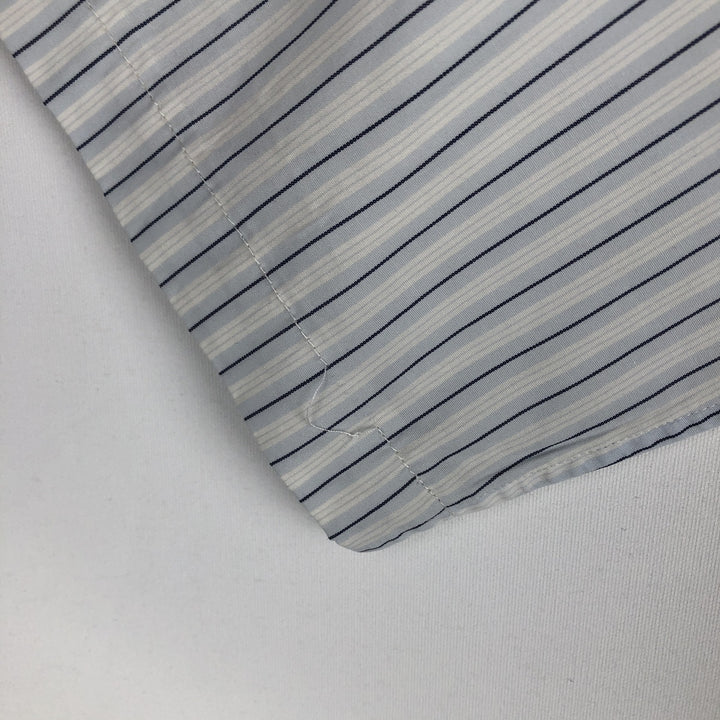 Brooks Brothers Est.1818 Multi-Stripe Short-Sleeve Cotton Striped Shirt, Cleric Shirt, Men's Size XL (approx.) cotton white type Vintage Second Hand