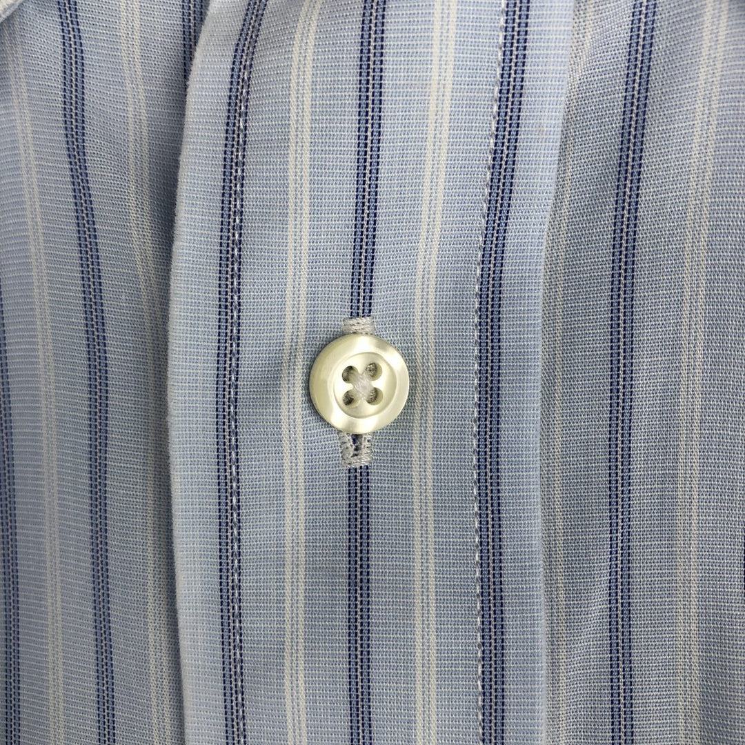 Brooks Brothers 346 Multi-Stripe Short-Sleeve Button-Down Striped Shirt, Men's Size L (approx.) cotton Blue type light blue Vintage Second Hand