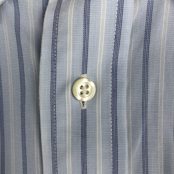 Brooks Brothers 346 Multi-Stripe Short-Sleeve Button-Down Striped Shirt, Men's Size L (approx.) cotton Blue type light blue Vintage Second Hand