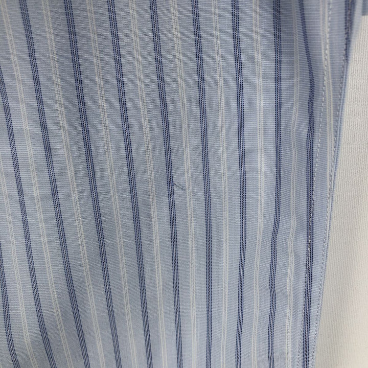 Brooks Brothers 346 Multi-Stripe Short-Sleeve Button-Down Striped Shirt, Men's Size L (approx.) cotton Blue type light blue Vintage Second Hand