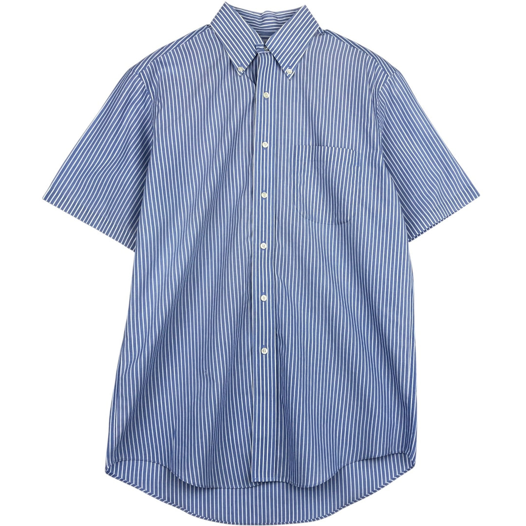 Brooks Brothers 346 short sleeve button down striped shirt, men's size M cotton blue type Vintage Second Hand