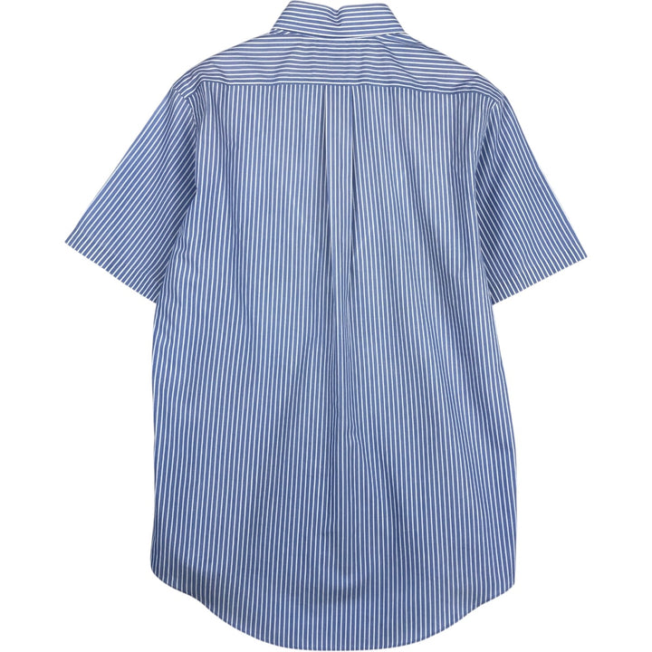 Brooks Brothers 346 short sleeve button down striped shirt, men's size M cotton blue type Vintage Second Hand