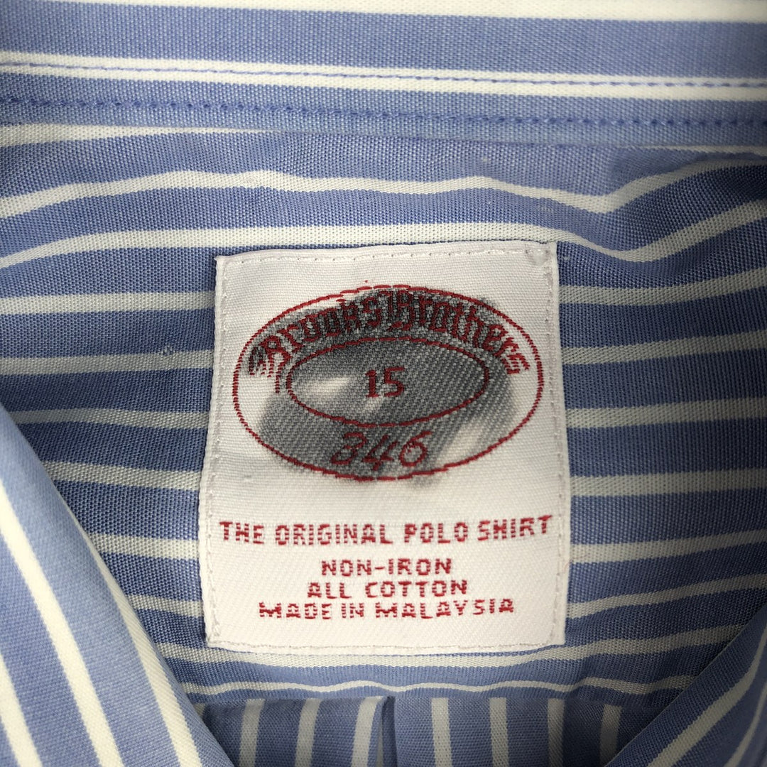 Brooks Brothers 346 short sleeve button down striped shirt, men's size M cotton blue type Vintage Second Hand