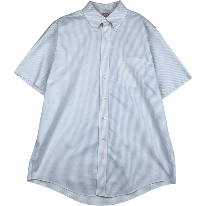 Brooks Brothers Est.1818 Short Sleeve Button-Down Striped Shirt, Men's Size L cotton white type Vintage Second Hand