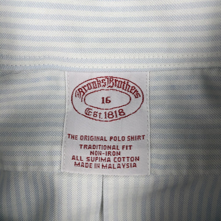 Brooks Brothers Est.1818 Short Sleeve Button-Down Striped Shirt, Men's Size L cotton white type Vintage Second Hand