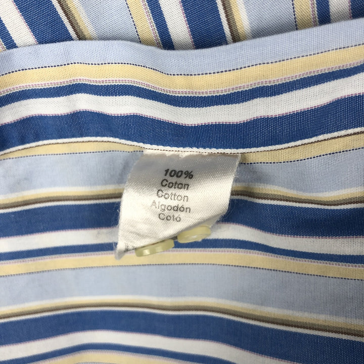 Lacoste Multi-Stripe Short-Sleeve Button-Down Striped Shirt, Men's Size L (approx.) cotton Blue type light blue Vintage Second Hand