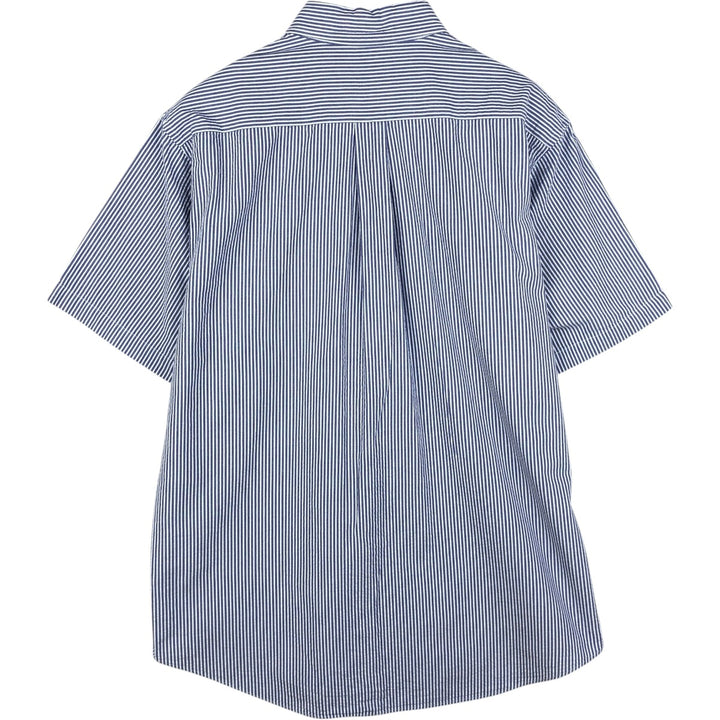 Brooks Brothers Est.1818 Seersucker Short Sleeve Button-Down Striped Shirt, Men's Size L cotton blue type Vintage Second Hand