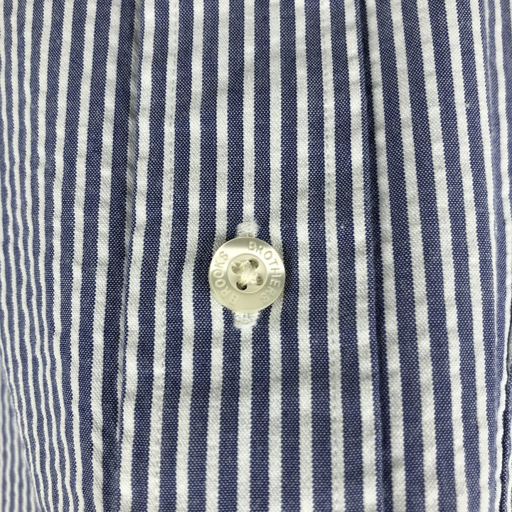Brooks Brothers Est.1818 Seersucker Short Sleeve Button-Down Striped Shirt, Men's Size L cotton blue type Vintage Second Hand